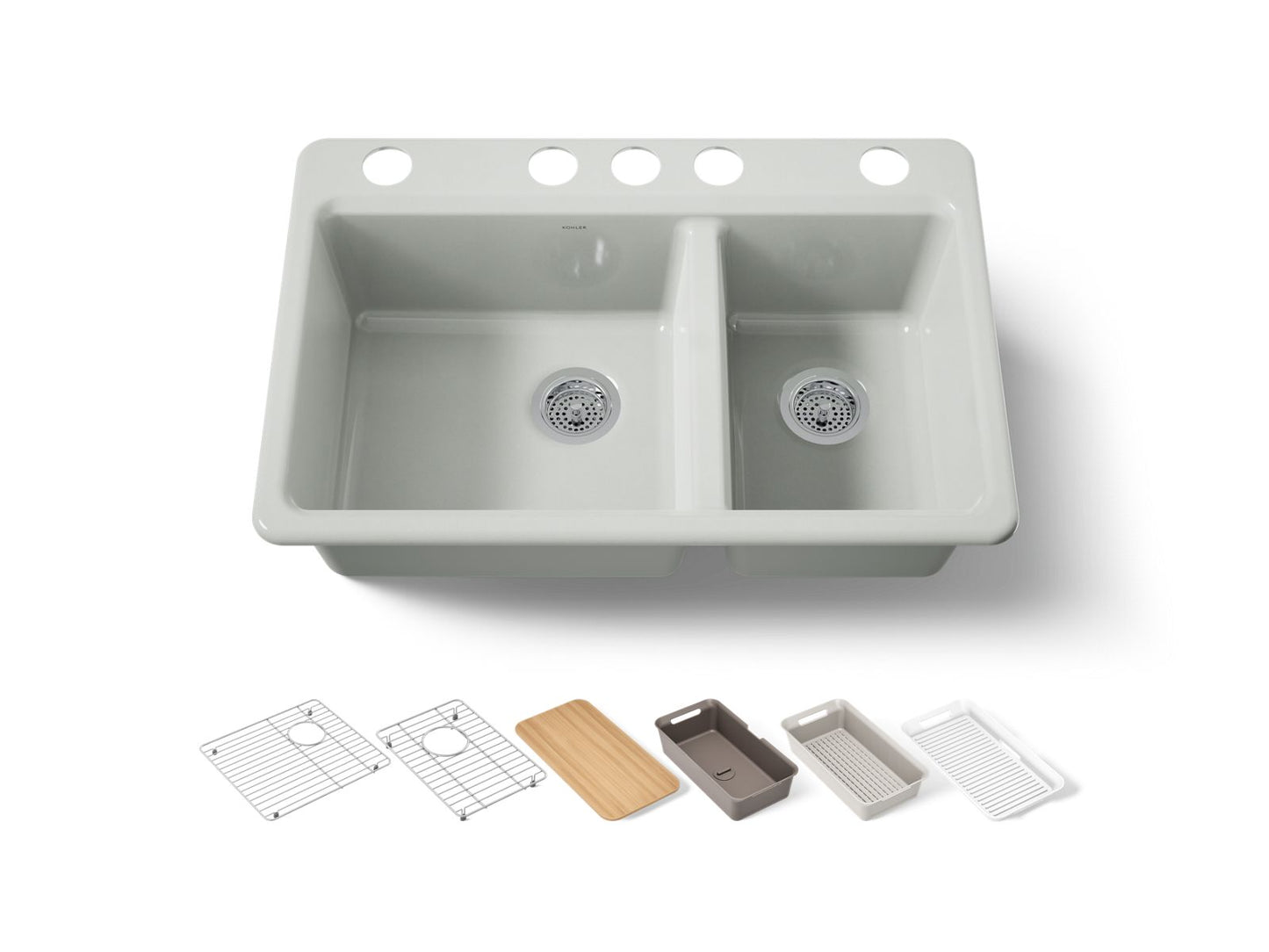KOHLER Riverby 33" undermount double-bowl workstation kitchen sink