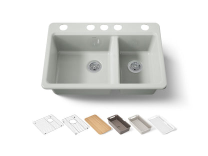 KOHLER Riverby 33" undermount double-bowl workstation kitchen sink