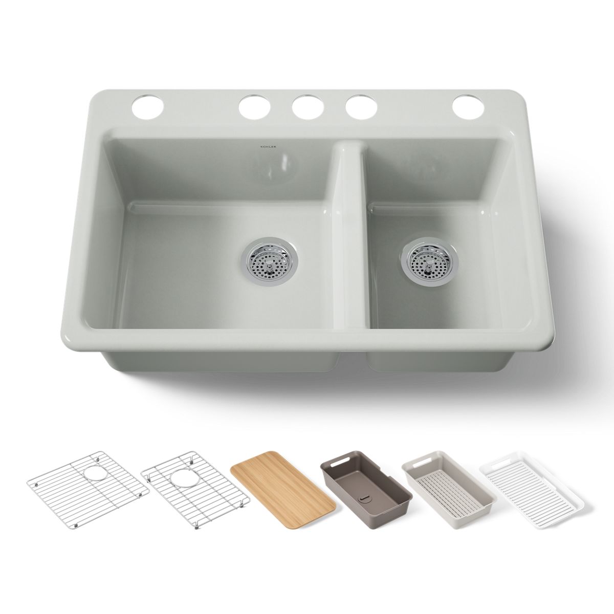 KOHLER Riverby 33" undermount double-bowl workstation kitchen sink