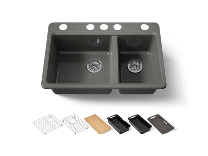 KOHLER Riverby 33" undermount double-bowl workstation kitchen sink
