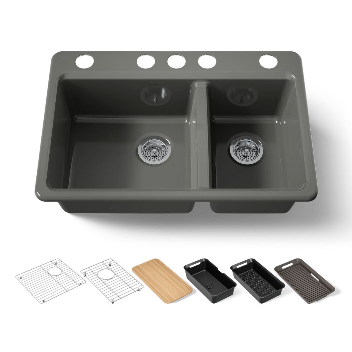 KOHLER Riverby 33" undermount double-bowl workstation kitchen sink