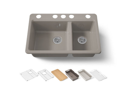 KOHLER Riverby 33" undermount double-bowl workstation kitchen sink
