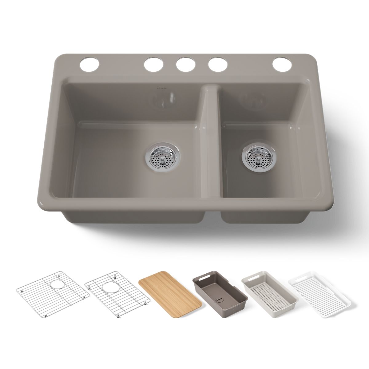 KOHLER Riverby 33" undermount double-bowl workstation kitchen sink