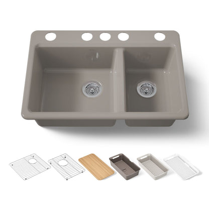 KOHLER Riverby 33" undermount double-bowl workstation kitchen sink