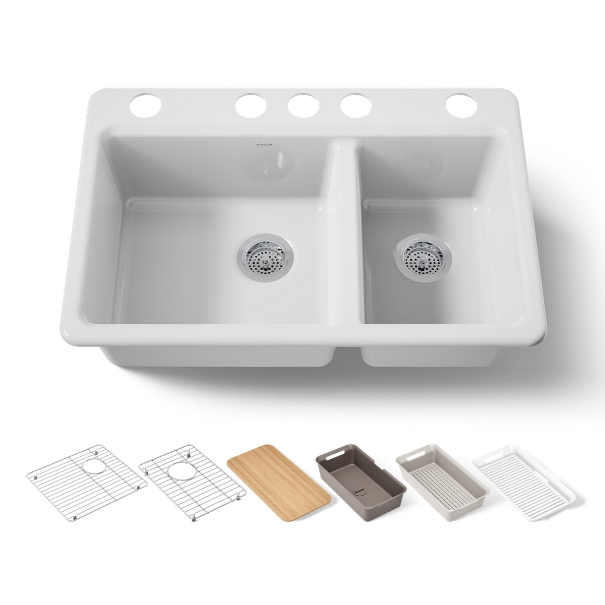 KOHLER Riverby 33" undermount double-bowl workstation kitchen sink