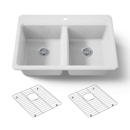 KOHLER Riverby 33" top-mount double-bowl kitchen sink