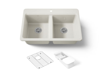 KOHLER K-8679-1A2 Riverby 33" top-mount double-bowl workstation kitchen sink