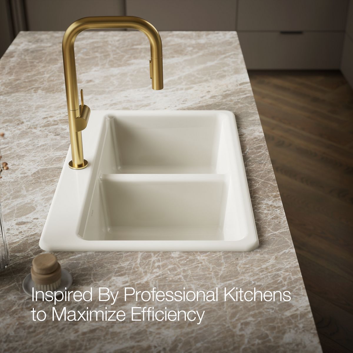 KOHLER K-8679-1A2 Riverby 33" top-mount double-bowl workstation kitchen sink