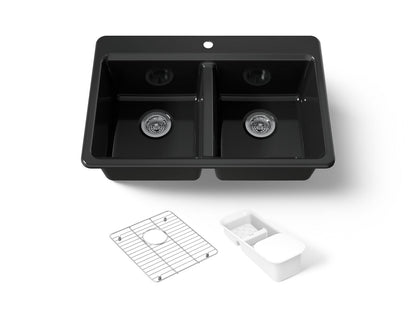 KOHLER K-8679-1A2 Riverby 33" top-mount double-bowl workstation kitchen sink