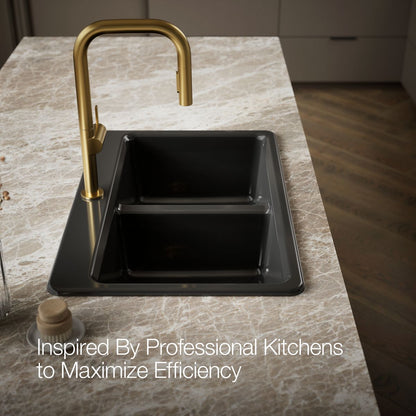 KOHLER K-8679-1A2 Riverby 33" top-mount double-bowl workstation kitchen sink
