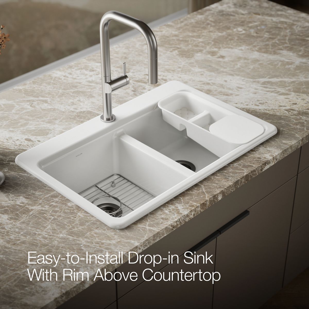 KOHLER K-8679-1A2 Riverby 33" top-mount double-bowl workstation kitchen sink