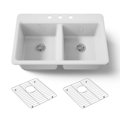 KOHLER Riverby 33" top-mount double-bowl kitchen sink