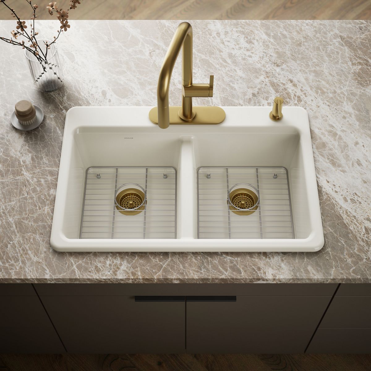 KOHLER Riverby 33" top-mount double-bowl kitchen sink