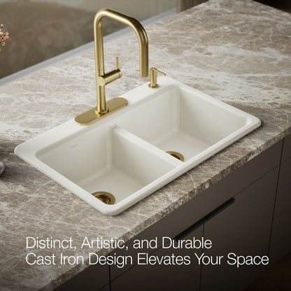 KOHLER K-8679-4A2 Riverby 33" top-mount double-bowl workstation kitchen sink