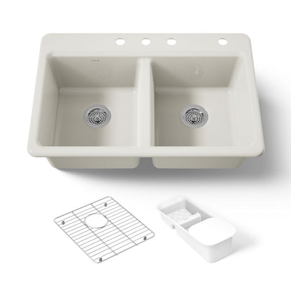 KOHLER K-8679-4A2 Riverby 33" top-mount double-bowl workstation kitchen sink