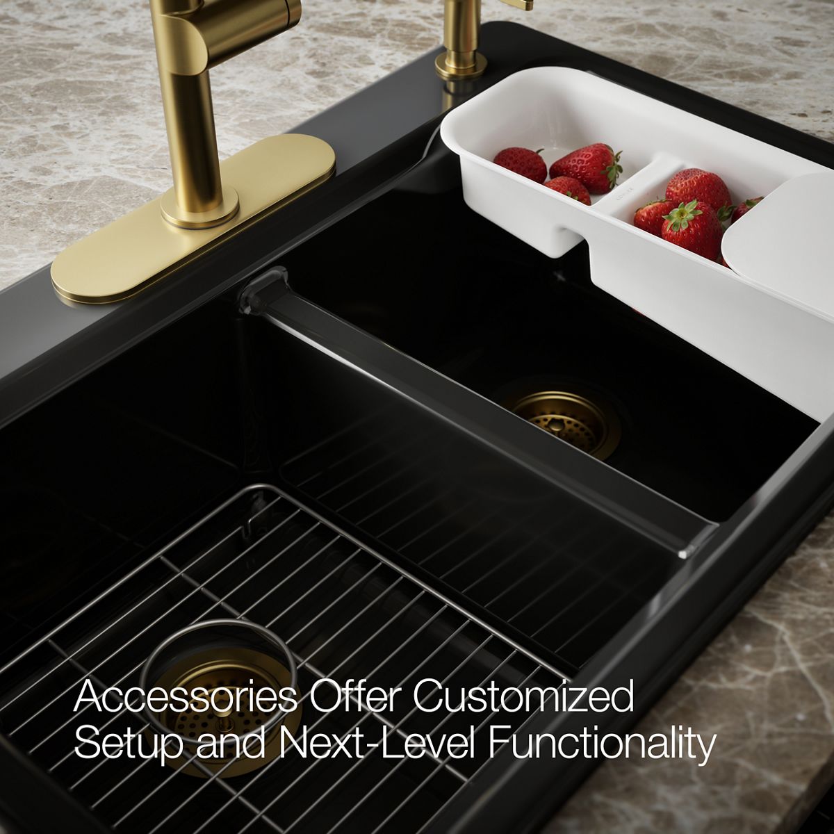 KOHLER K-8679-4A2 Riverby 33" top-mount double-bowl workstation kitchen sink