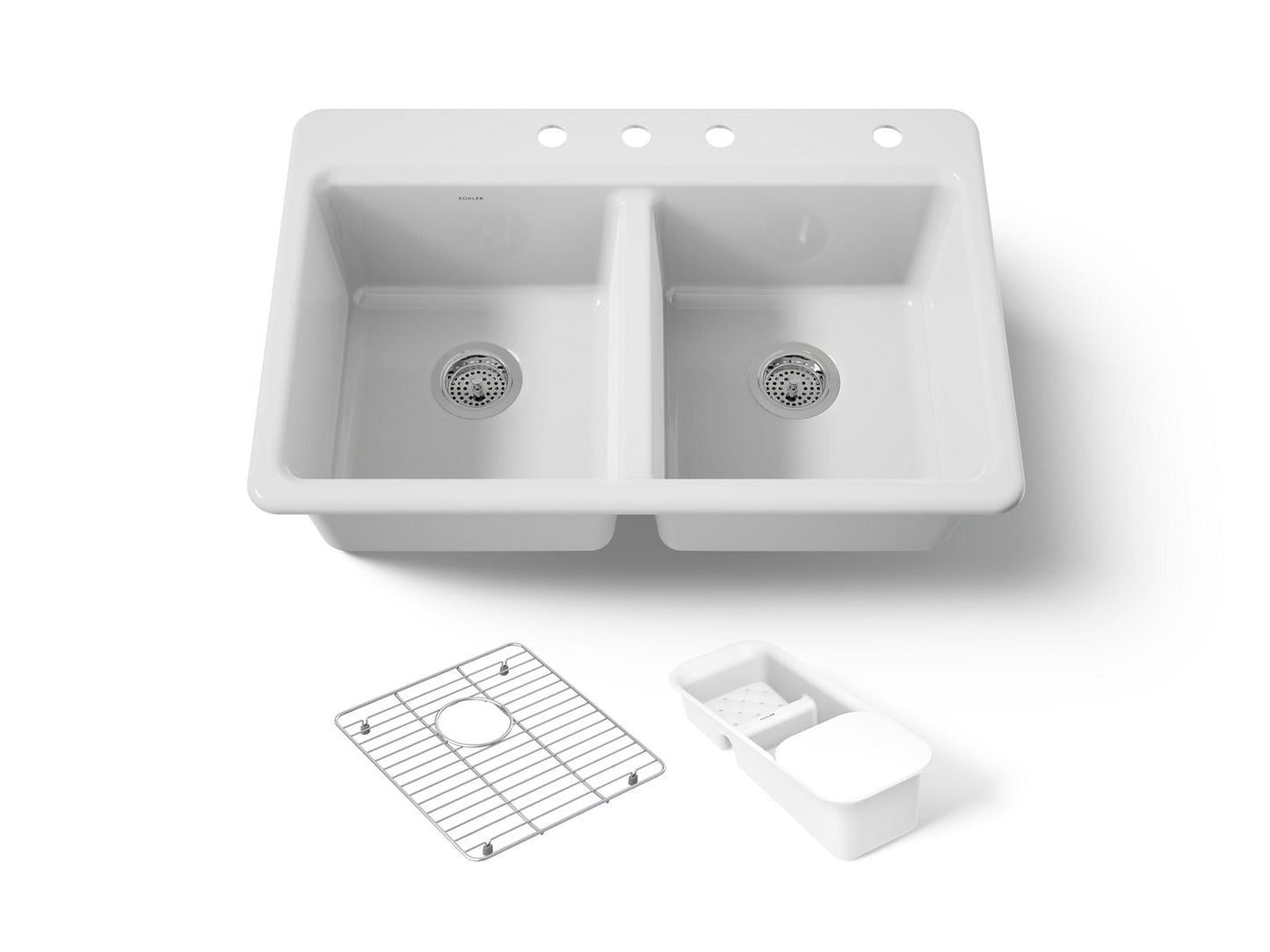 KOHLER K-8679-4A2 Riverby 33" top-mount double-bowl workstation kitchen sink