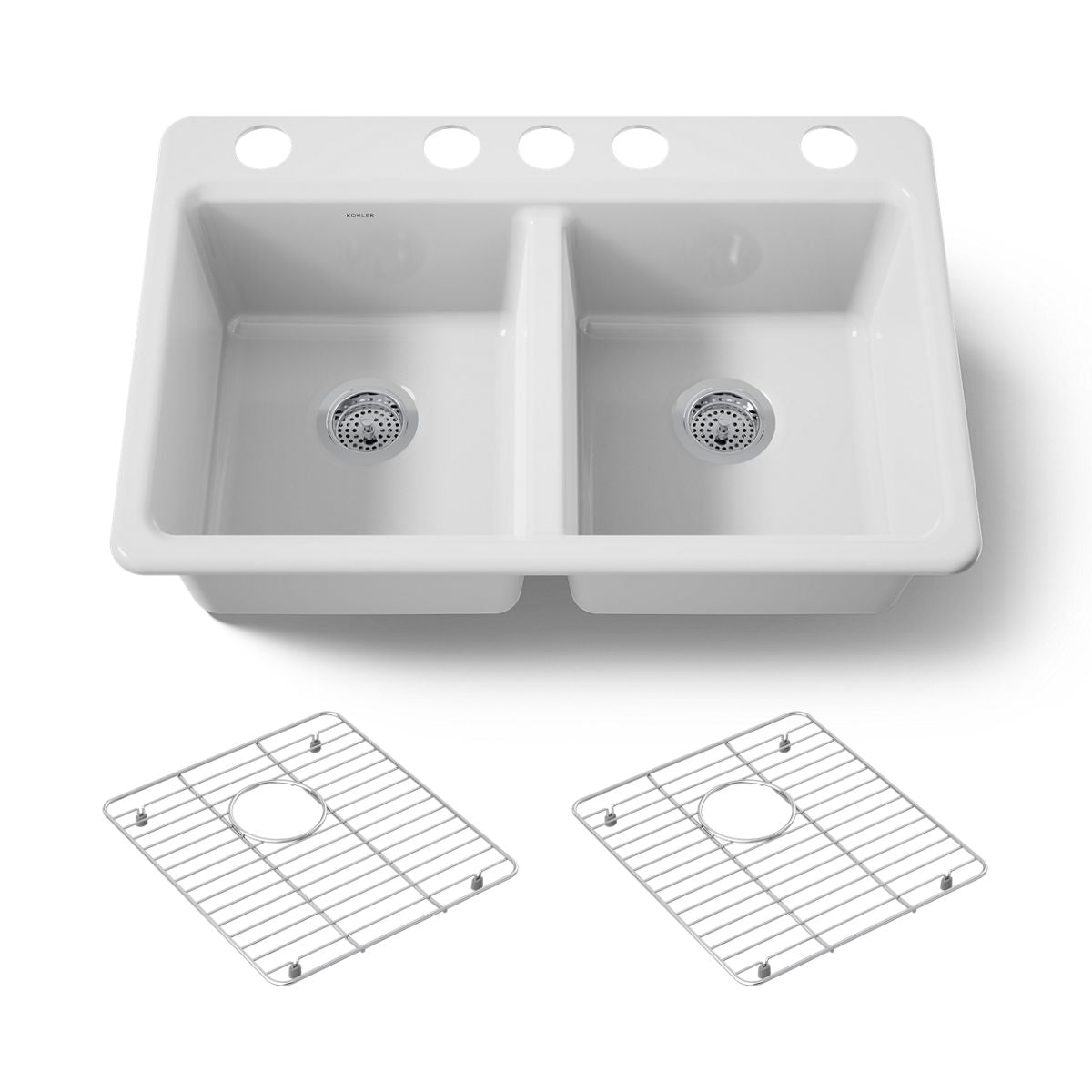KOHLER Riverby 33" undermount double-bowl kitchen sink