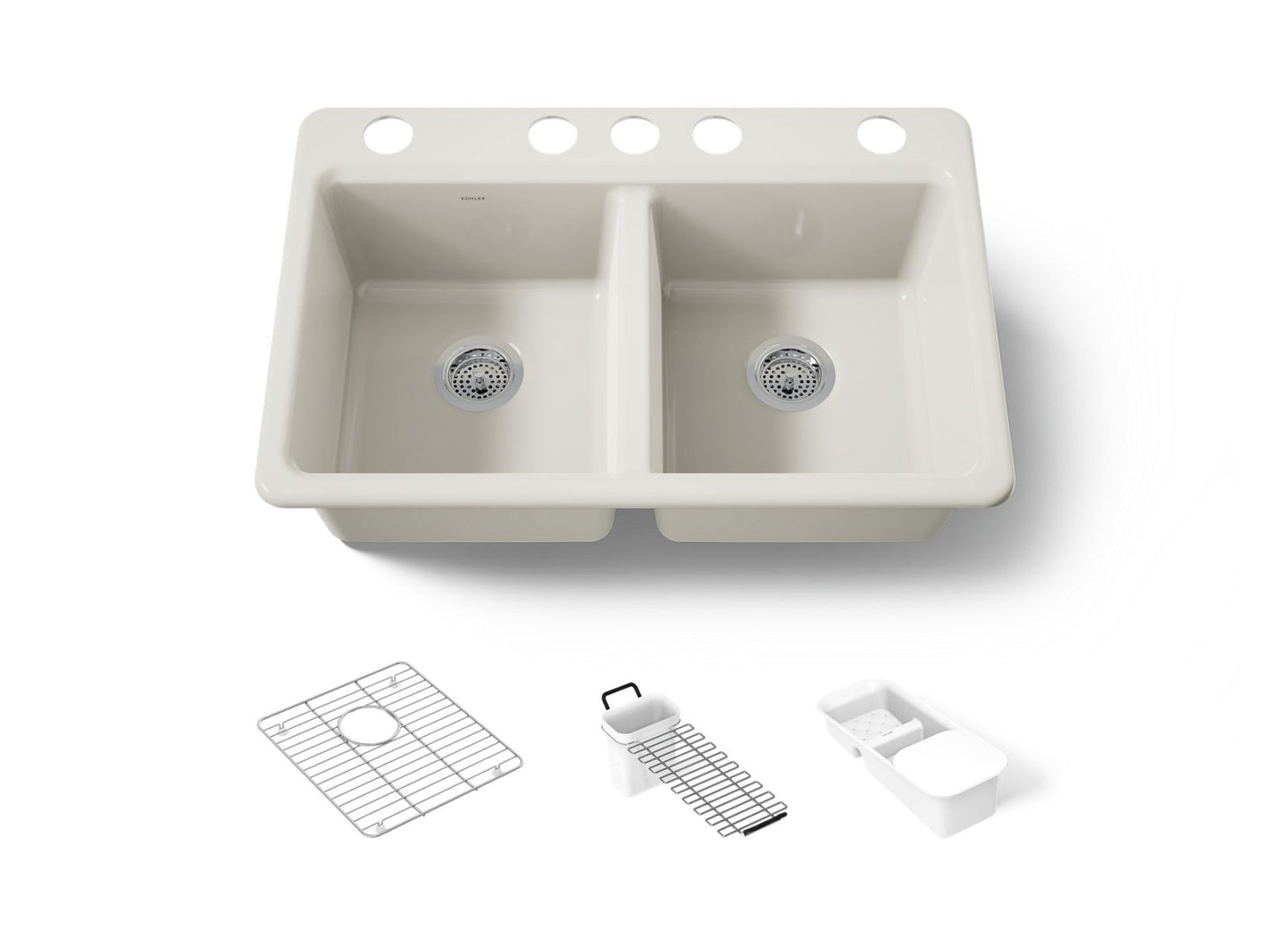 KOHLER K-8679-5UA3 Riverby 33" undermount double-bowl workstation kitchen sink