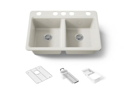 KOHLER K-8679-5UA3 Riverby 33" undermount double-bowl workstation kitchen sink