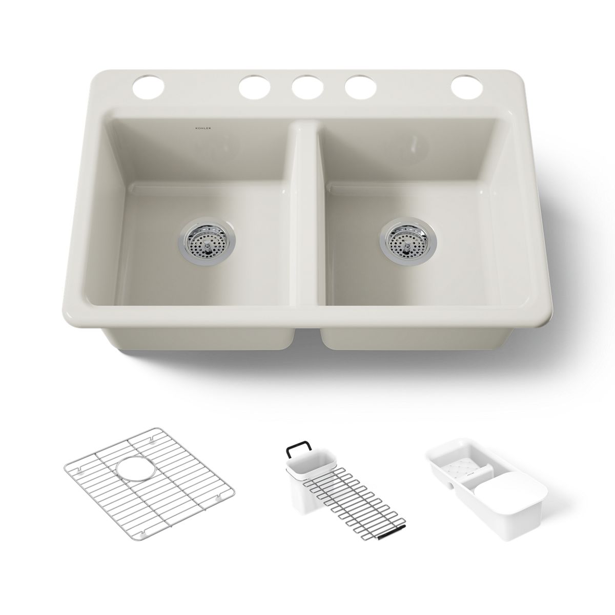KOHLER K-8679-5UA3 Riverby 33" undermount double-bowl workstation kitchen sink