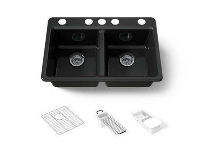 KOHLER K-8679-5UA3 Riverby 33" undermount double-bowl workstation kitchen sink