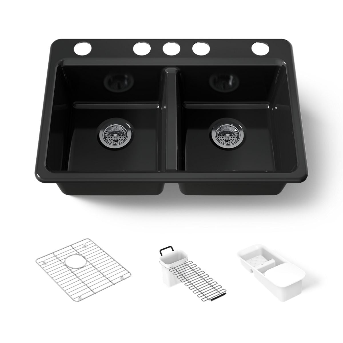KOHLER K-8679-5UA3 Riverby 33" undermount double-bowl workstation kitchen sink
