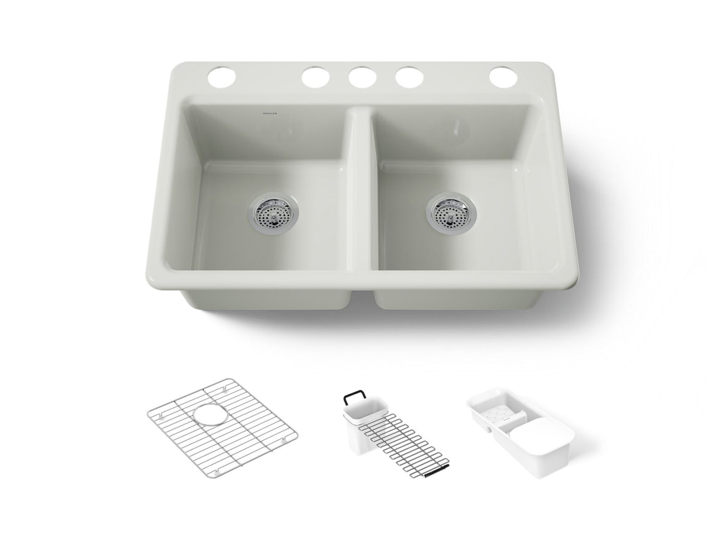 KOHLER K-8679-5UA3 Riverby 33" undermount double-bowl workstation kitchen sink