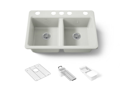 KOHLER K-8679-5UA3 Riverby 33" undermount double-bowl workstation kitchen sink