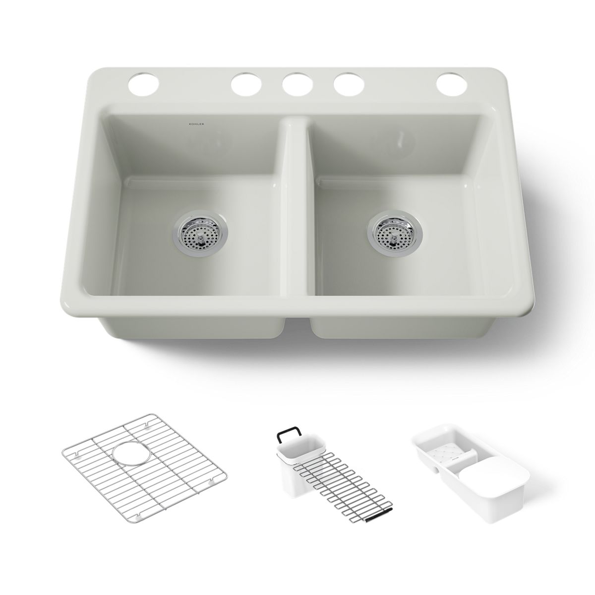KOHLER K-8679-5UA3 Riverby 33" undermount double-bowl workstation kitchen sink