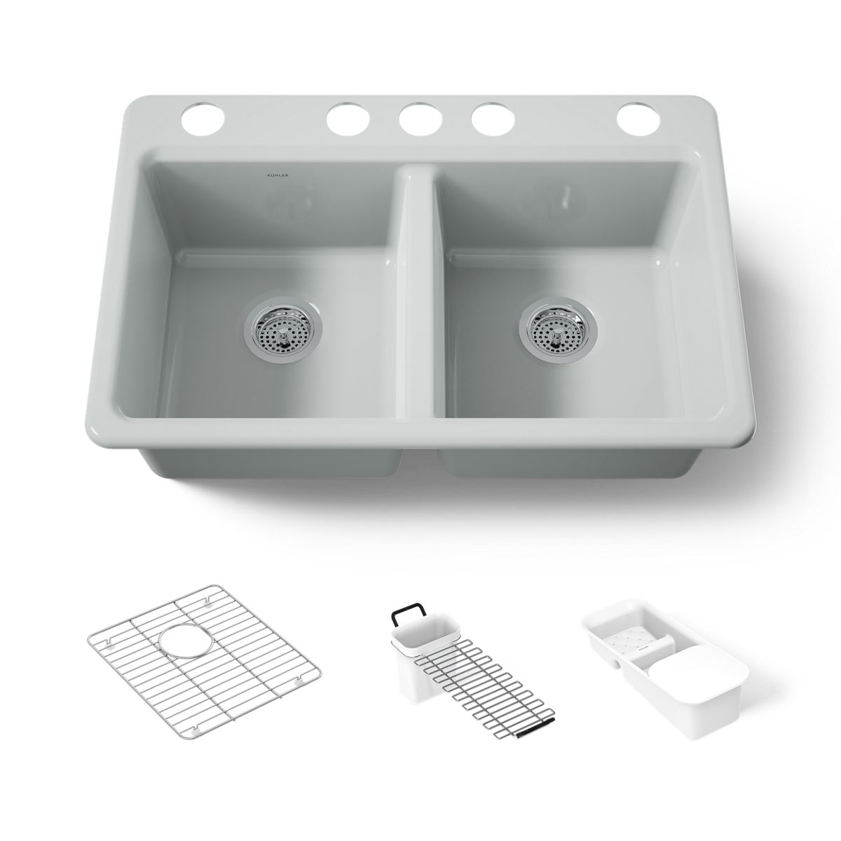 KOHLER K-8679-5UA3 Riverby 33" undermount double-bowl workstation kitchen sink