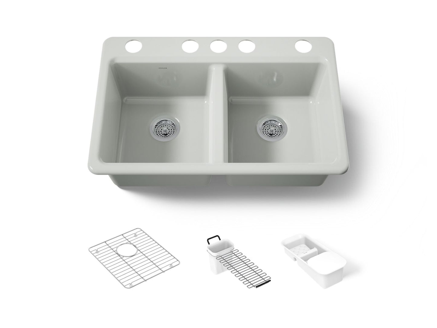 KOHLER K-8679-5UA3 Riverby 33" undermount double-bowl workstation kitchen sink