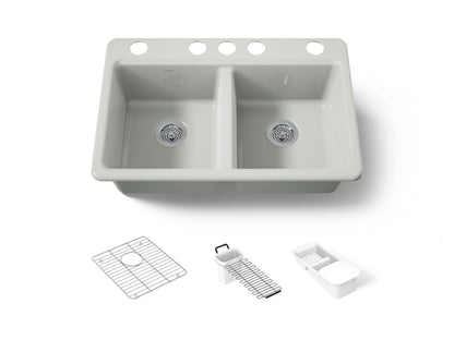 KOHLER K-8679-5UA3 Riverby 33" undermount double-bowl workstation kitchen sink