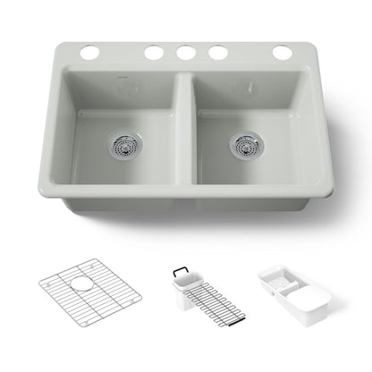 KOHLER K-8679-5UA3 Riverby 33" undermount double-bowl workstation kitchen sink