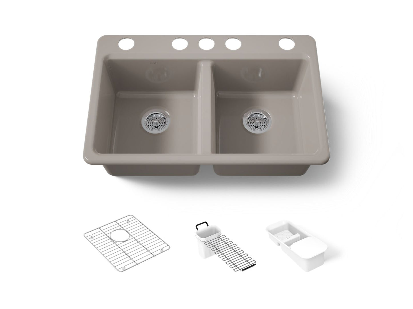 KOHLER K-8679-5UA3 Riverby 33" undermount double-bowl workstation kitchen sink