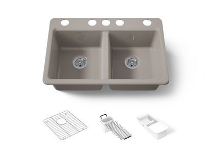 KOHLER K-8679-5UA3 Riverby 33" undermount double-bowl workstation kitchen sink