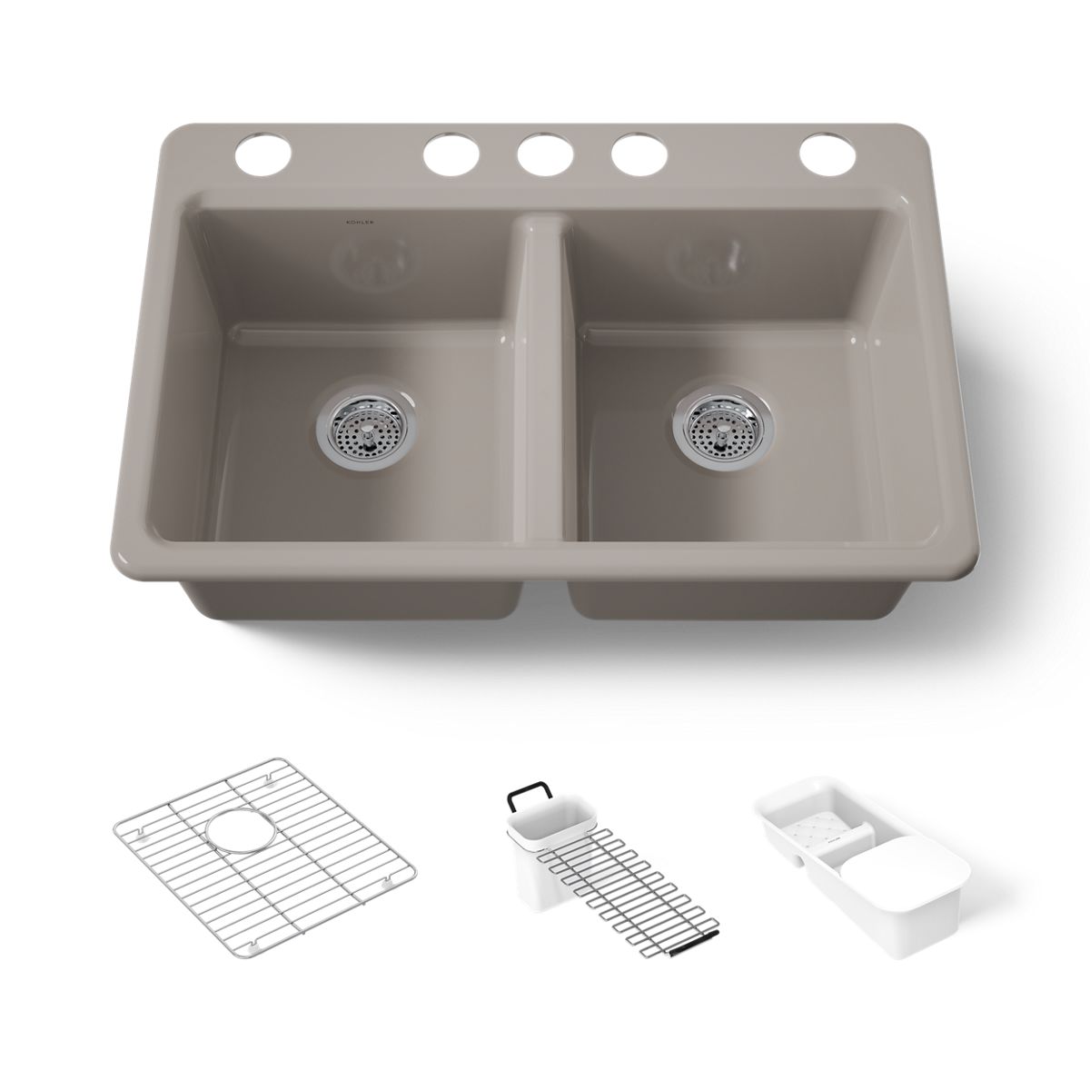 KOHLER K-8679-5UA3 Riverby 33" undermount double-bowl workstation kitchen sink