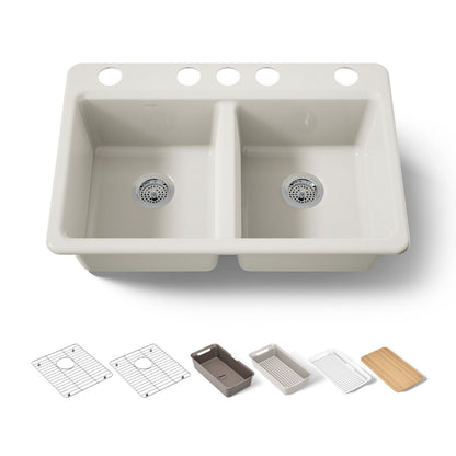 KOHLER Riverby 33" undermount double-bowl workstation kitchen sink