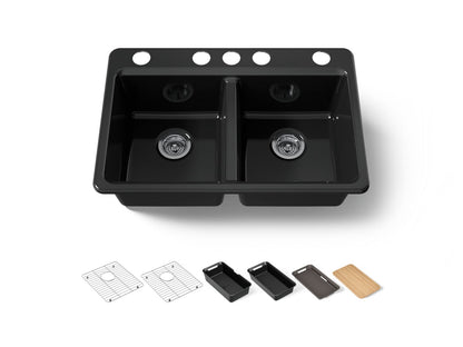 KOHLER Riverby 33" undermount double-bowl workstation kitchen sink