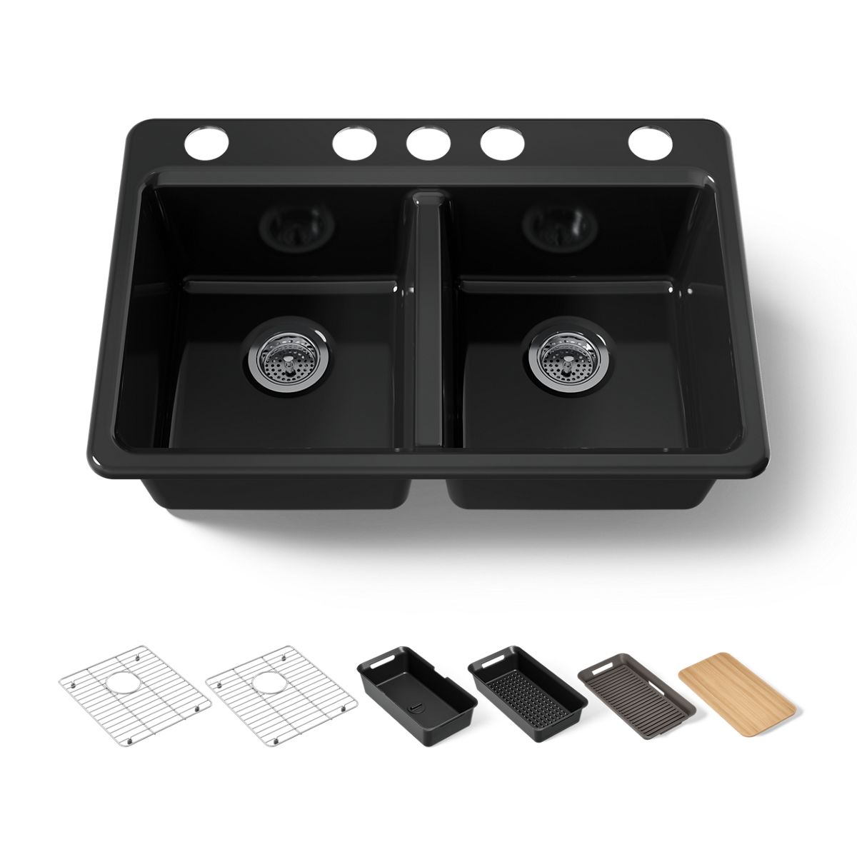 KOHLER Riverby 33" undermount double-bowl workstation kitchen sink