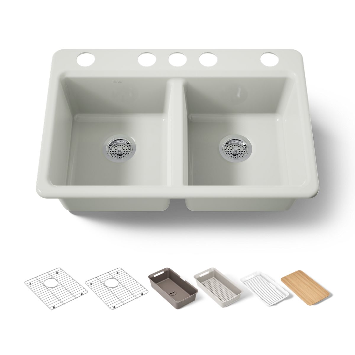 KOHLER Riverby 33" undermount double-bowl workstation kitchen sink
