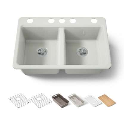 KOHLER Riverby 33" undermount double-bowl workstation kitchen sink