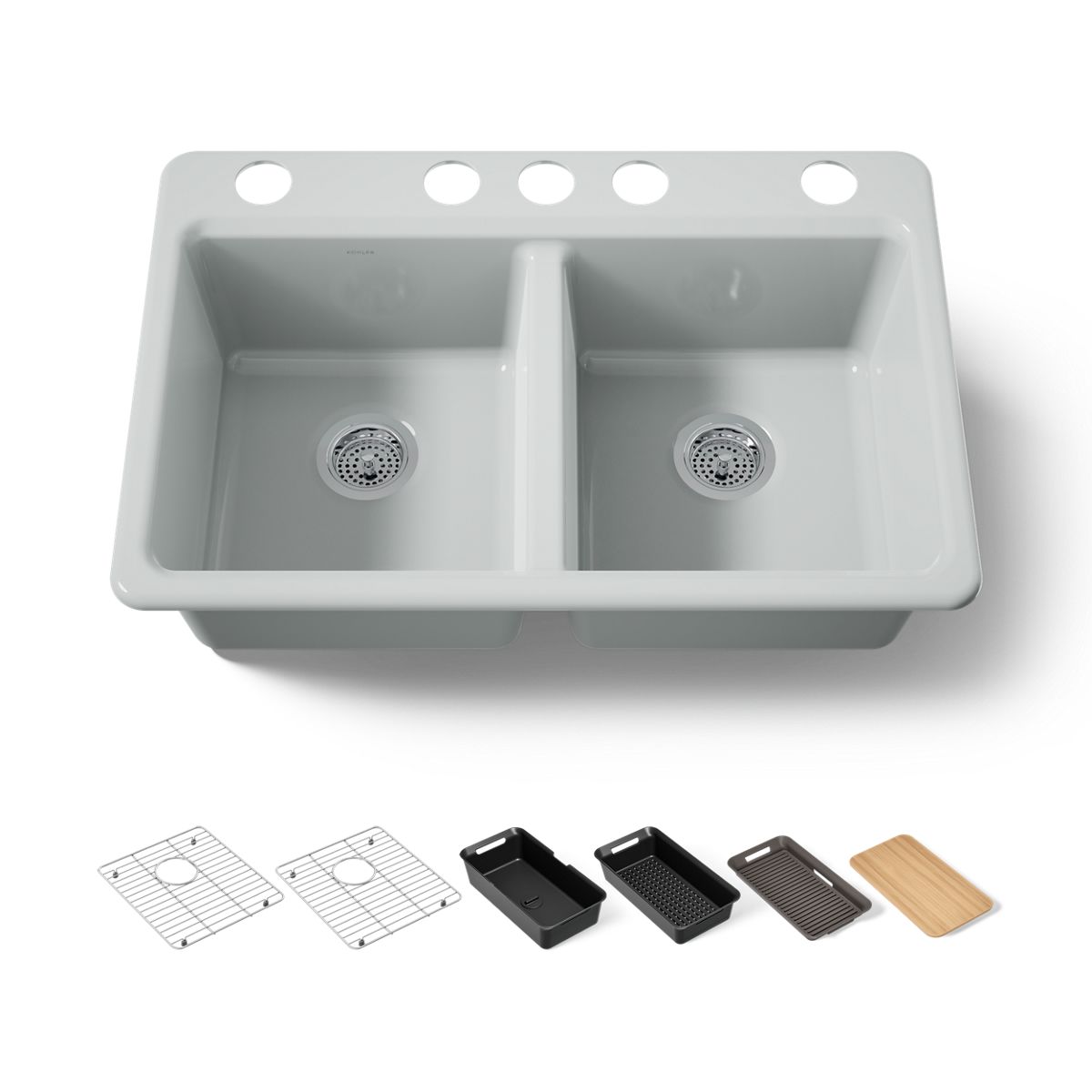 KOHLER Riverby 33" undermount double-bowl workstation kitchen sink
