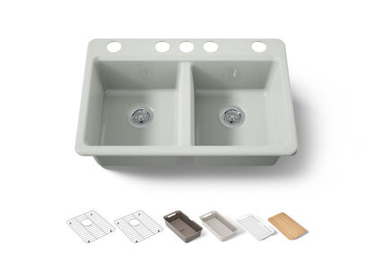 KOHLER Riverby 33" undermount double-bowl workstation kitchen sink
