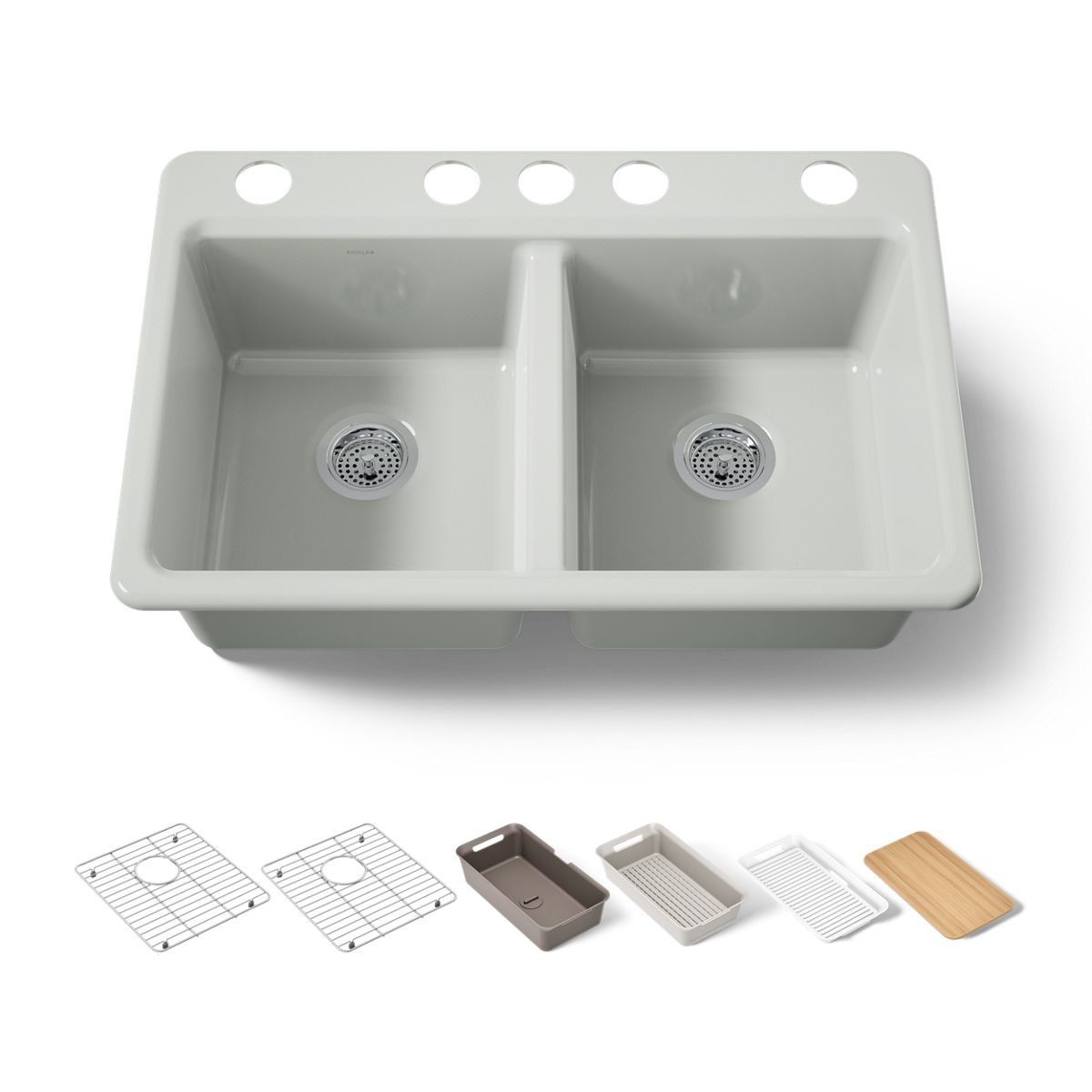 KOHLER Riverby 33" undermount double-bowl workstation kitchen sink