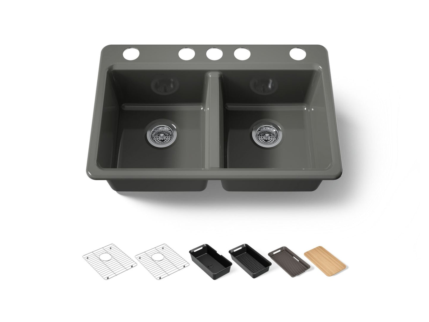KOHLER Riverby 33" undermount double-bowl workstation kitchen sink