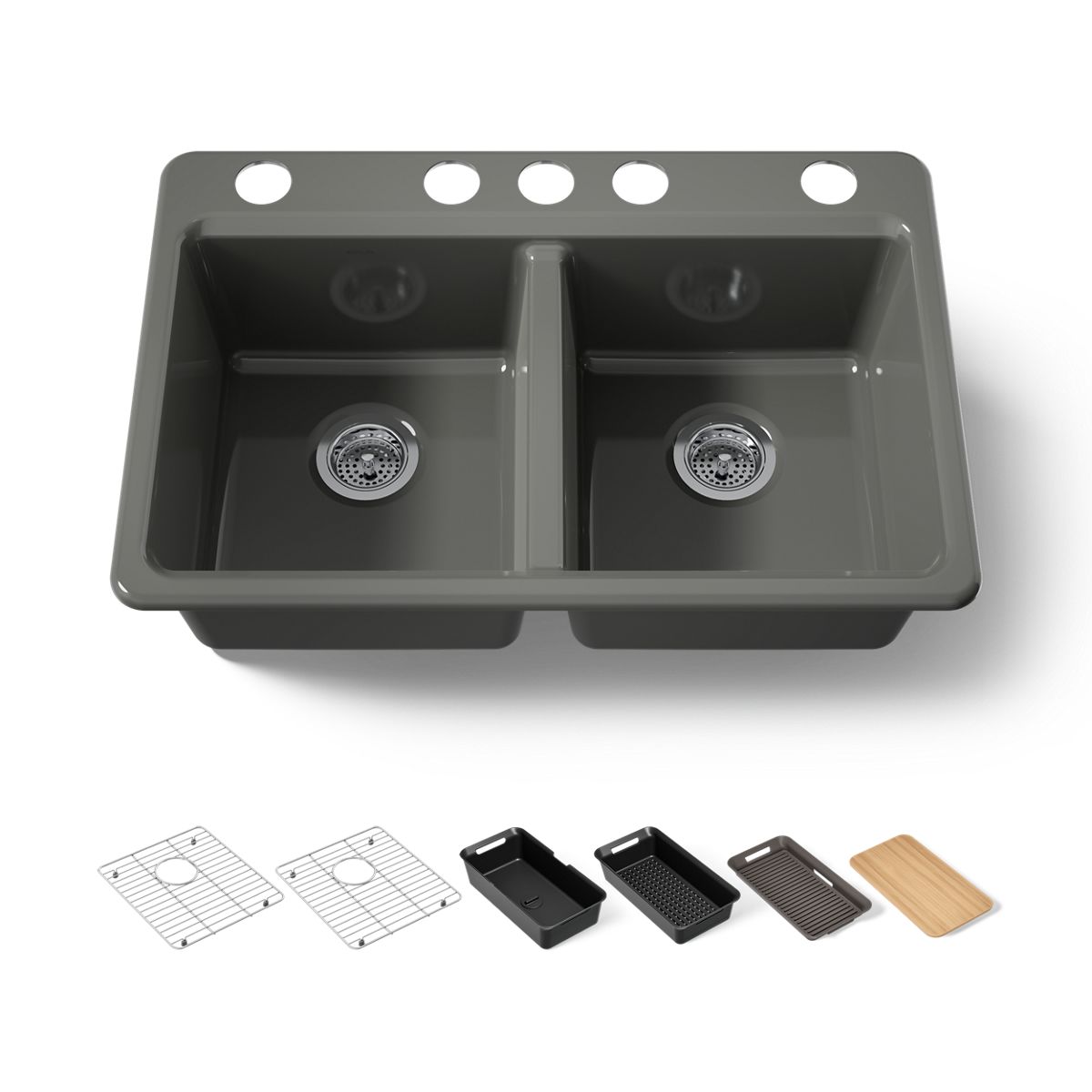 KOHLER Riverby 33" undermount double-bowl workstation kitchen sink