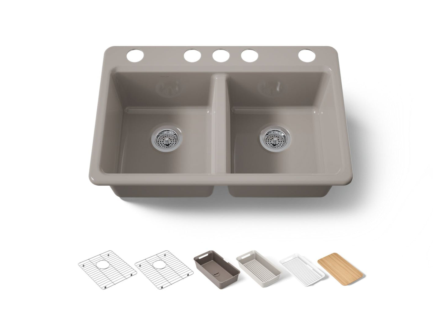 KOHLER Riverby 33" undermount double-bowl workstation kitchen sink