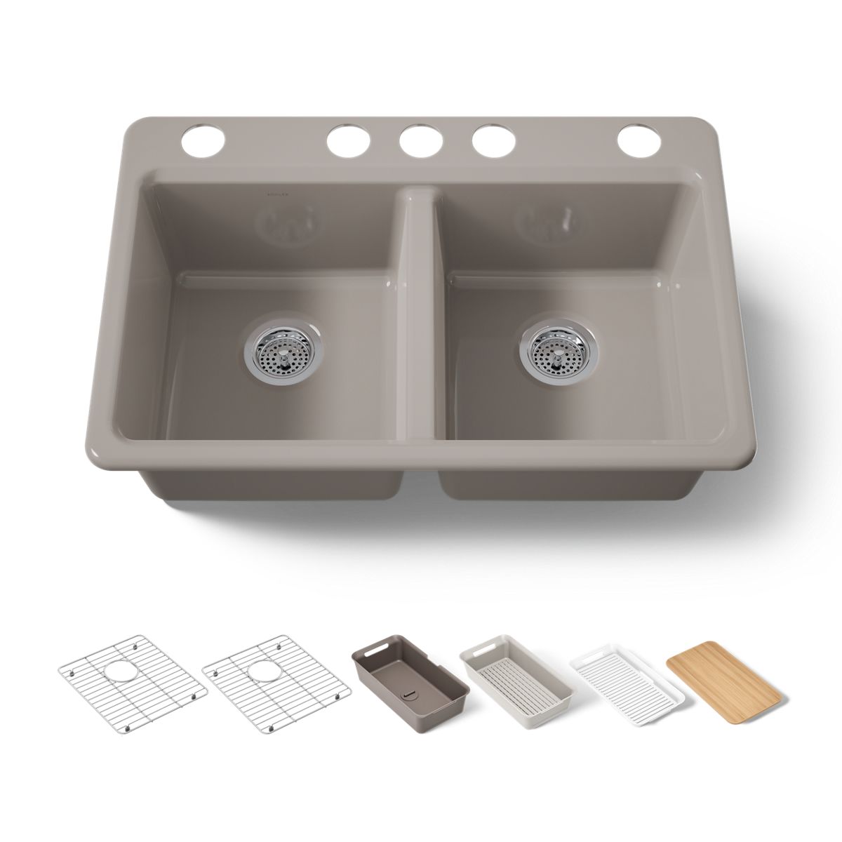 KOHLER Riverby 33" undermount double-bowl workstation kitchen sink