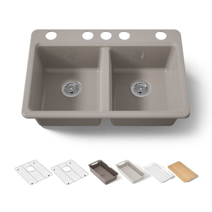 KOHLER Riverby 33" undermount double-bowl workstation kitchen sink